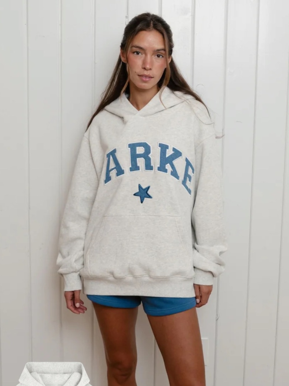 PARKE Grey Hoodie with Blue Collegiate Logo and Star